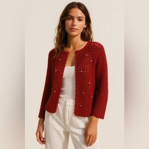 Vintage Seashell Open Knit Cardigan